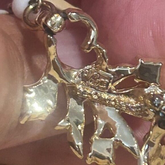 CORO PEGASUS Cream Enamel Gold Leaf Rhinestone Choker NECKLACE - Picture 11 of 11